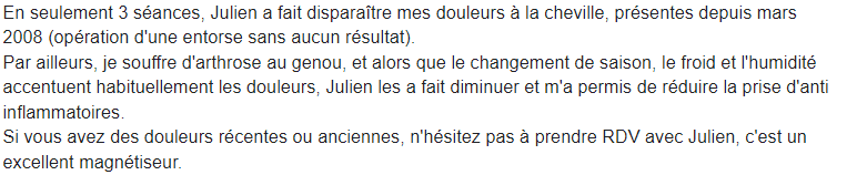 Avis sur Julien Magnétiseur